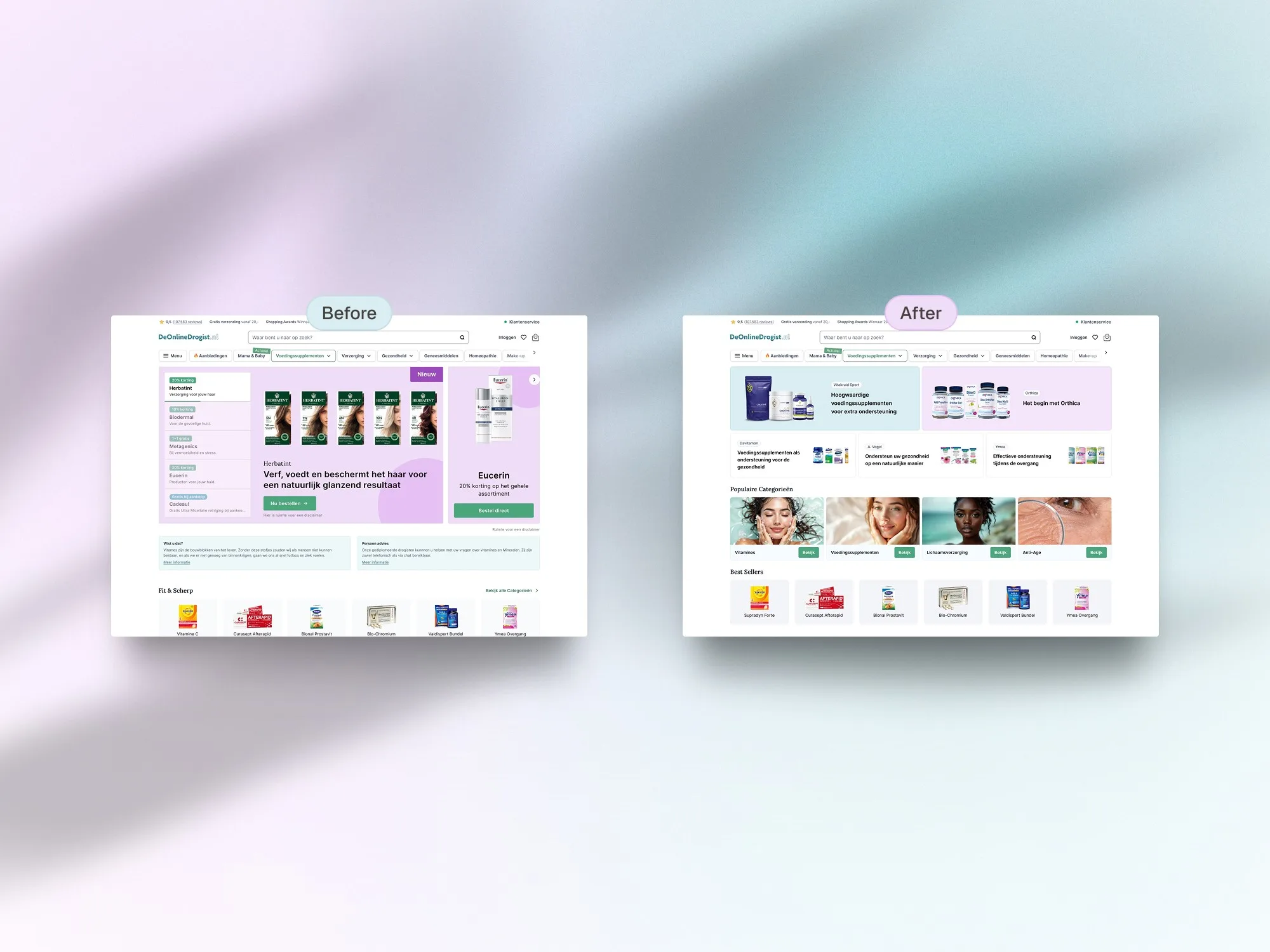 A Dutch top 50 e-commerce store, before and after the redesign
